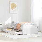 vidaXL Sängram utan madrass vit 100x200 cm massiv furu