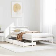 vidaXL Sängram utan madrass vit 100x200 cm massiv furu
