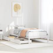 vidaXL Sängram utan madrass vit 100x200 cm massiv furu