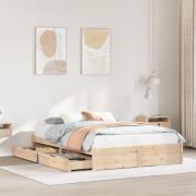 vidaXL Sängram utan madrass 135x190 cm massiv furu