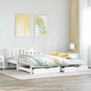 vidaXL Dagbädd utdragbar med lådor utan madrass vit 90x190 cm