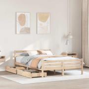 vidaXL Sängram utan madrass 140x200 cm massiv furu