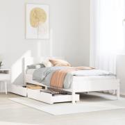 vidaXL Sängram utan madrass vit 75x190 cm massiv furu