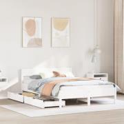 vidaXL Sängram utan madrass vit 140x190 cm massiv furu