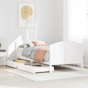 vidaXL Sängram utan madrass vit 75x190 cm massiv furu