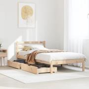 vidaXL Sängram utan madrass 75x190 cm massiv furu