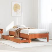 vidaXL Sängram utan madrass vaxad brun 90x190 cm massiv furu