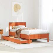 vidaXL Sängram utan madrass vaxad brun 90x190 cm massiv furu