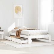 vidaXL Sängram utan madrass vit 75x190 cm massiv furu