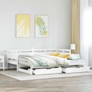 vidaXL Dagbädd utdragbar med lådor utan madrass vit 80x200 cm