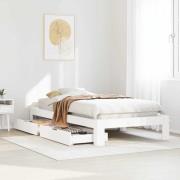 vidaXL Sängram utan madrass vit 100x200 cm massiv furu