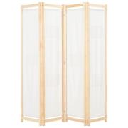 vidaXL Rumsavdelare 4 paneler 160x170x4 cm gräddvit tyg