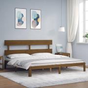 vidaXL Sängram med huvudgavel honungsbrun 200x200 cm massivt trä