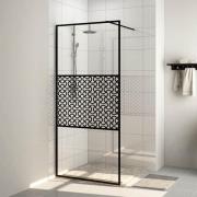 vidaXL Duschvägg med klart ESG-glas 115x195 cm svart