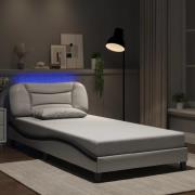 vidaXL Bed Frame with LED without Mattress "Hvar" White and Black 100x...