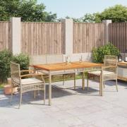 vidaXL Soffgrupp för trädgården med dynor 4 delar beige konstrotting