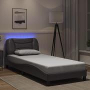 vidaXL Bed Frame with LED without Mattress "Hvar" Grey 90x200 cm