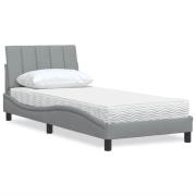 vidaXL Säng med madrass ljusgrå 80x200 cm tyg