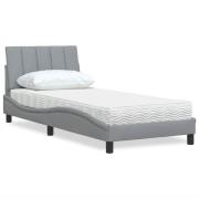 vidaXL Bed with Mattress "Hanko" Light Grey 90x190 cm Fabric