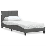 vidaXL Säng med madrass mörkgrå 90x200 cm tyg