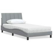vidaXL Bed with Mattress "Hanko" Light Grey 100x200 cm Fabric