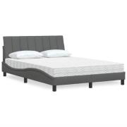vidaXL Säng med madrass mörkgrå 140x190 cm tyg