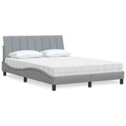 vidaXL Bed with Mattress "Hanko" Light Grey 140x200 cm Fabric