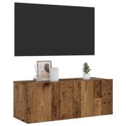 vidaXL Väggmonterad tv-bänk åldrat trä 80x30x30 cm konstruerat trä