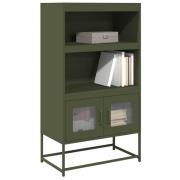 vidaXL Highboard olivgrön 68x39x123 cm stål