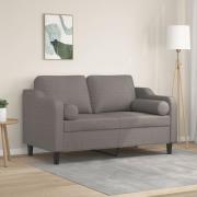 vidaXL 2-sits soffa med prydnadskuddar taupe 120 cm tyg
