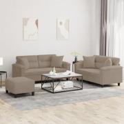 vidaXL Soffgrupp med kuddar 3 delar Taupe mikrofibertyg
