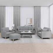 vidaXL Soffgrupp med kuddar 4 delar ljusgrå tyg