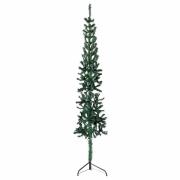 vidaXL Smal halv plastgran med stativ grön 240 cm