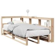 vidaXL Säng med bokhylla utan madrass 100x200cm massiv furu