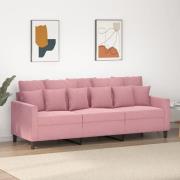 vidaXL 3-sitssoffa rosa 180 cm sammet