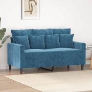 vidaXL 2-sitssoffa blå 120 cm sammet