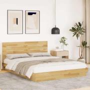 vidaXL Sängram med huvudgavel utan madrass 150x200 cm massivt trä ek