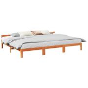 vidaXL Sängram familje utan madrass vaxbrun 240x200cm massivt trä furu