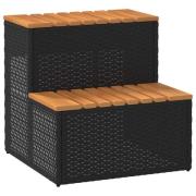 vidaXL Badtunna Step Black 50x50x50,5 cm konstrotting och solid akacia