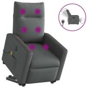 vidaXL Elektrisk massagefåtölj med uppresningshjälp mörkgrå tyg