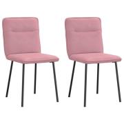 vidaXL Matstolar 2 st rosa sammet
