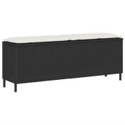 vidaXL Trädgårdsbänk med dyna svart 110x30x40,5 cm konstrotting