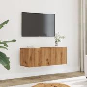 vidaXL Väggmonterad tv-bänk 2 st ek 80x30x30 cm