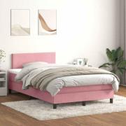 vidaXL Ramsäng med madrass rosa 120x220 cm sammet