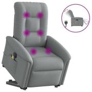 vidaXL Elektrisk massagefåtölj med uppresningshjälp ljusgrå tyg