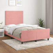 vidaXL sängram utan madrass rosa 120x190 cm sammet