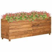 vidaXL Blomlåda upphöjd 150x40x55 cm återvunnet teakträ och stål