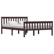 vidaXL Sängram utan madrass mörkbrun massiv furu 140x200 cm
