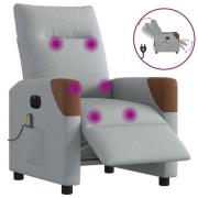 vidaXL Elektrisk massagefåtölj ljusgrå tyg