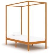 vidaXL Sänghimmel utan madrass honungsbrun massivt trä 100x200 cm
